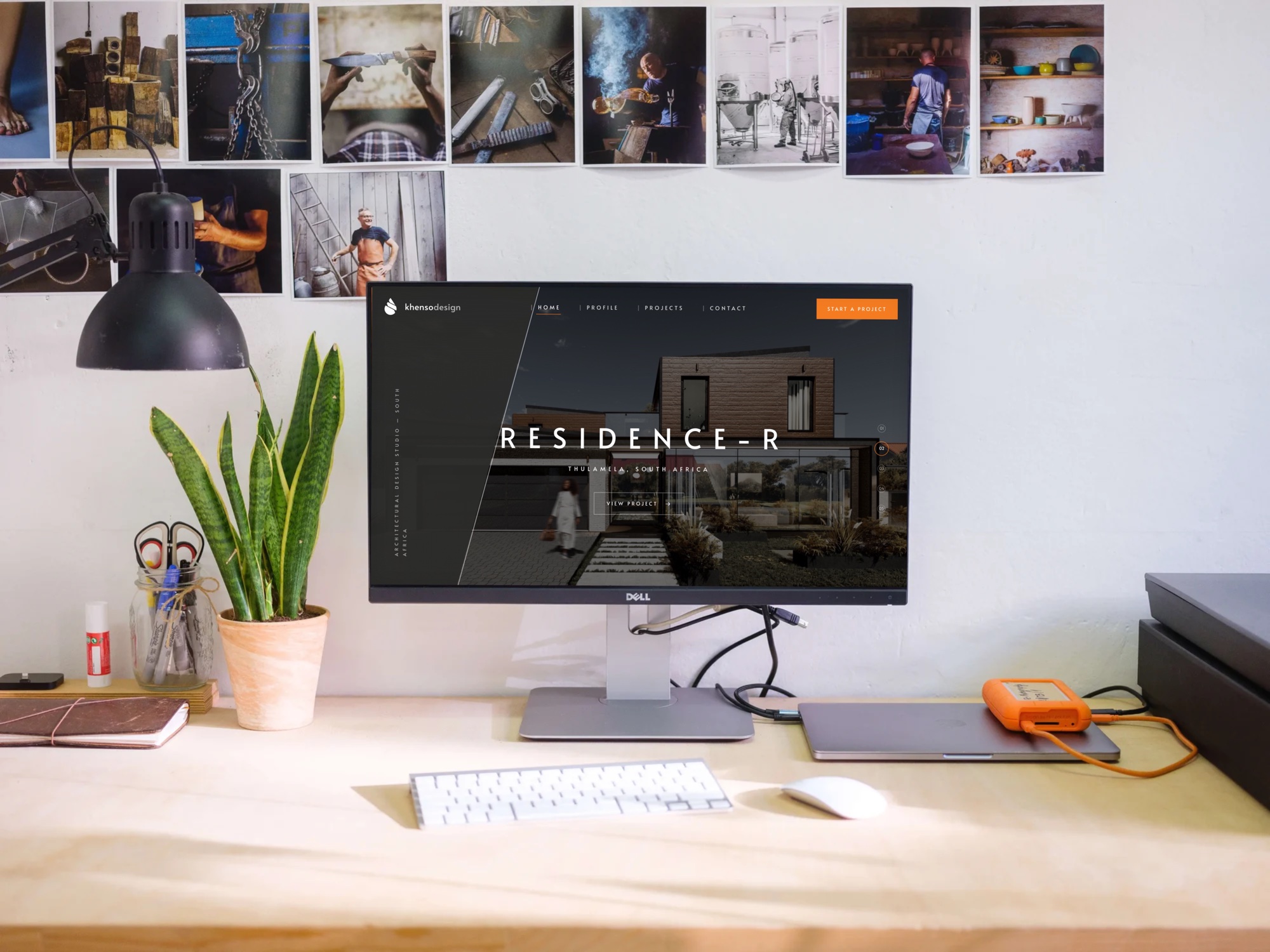 Khenso Design website on a desktop monitor